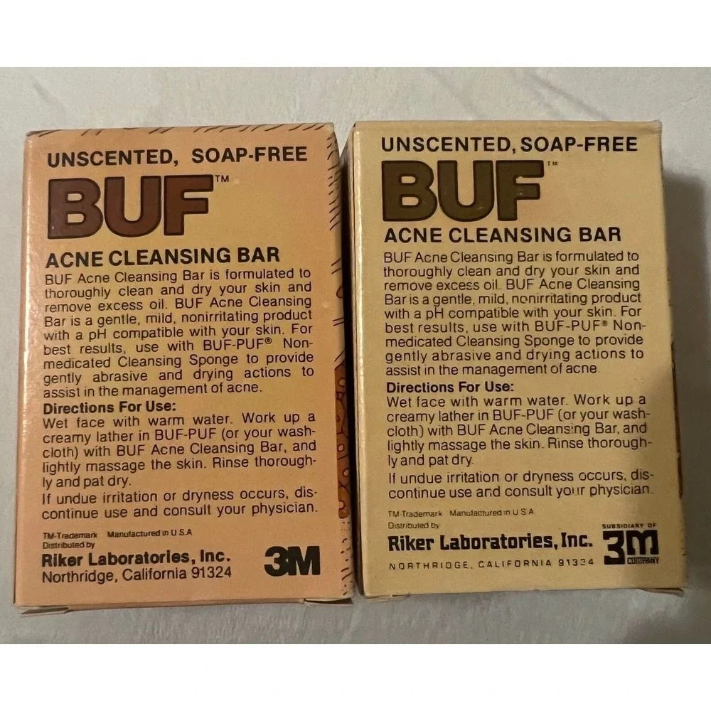 Lot Of 2 BRAND NEW Vintage BUF Acne Cleansing Bar Soap 3.5 oz Acne Cleansing NOS